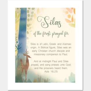 Silas Name Meaning with Bible Verse for Boy Nursery Bedroom Birthday Posters and Art